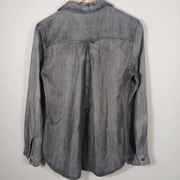 Cloth & Stone Anthropologie S Gray Chambray Button Down Front W Back Button Down - Picture 2 of 16